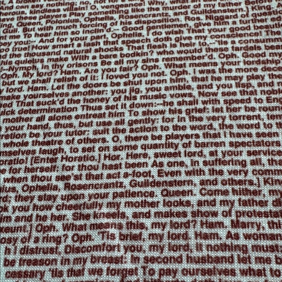 Litographs | Shakespeare Hamlet Hand Pressed Design 1 Brick Red | Size M - Picture 3 of 6